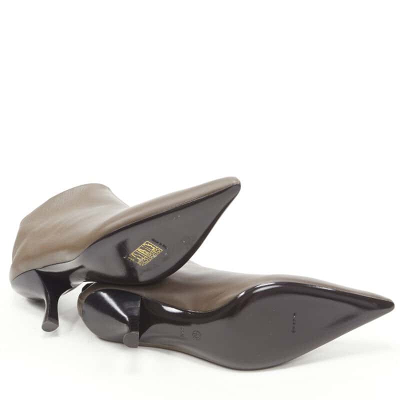The Row Pointy Curved Heel Booties Grey Leather Never worn - Box View