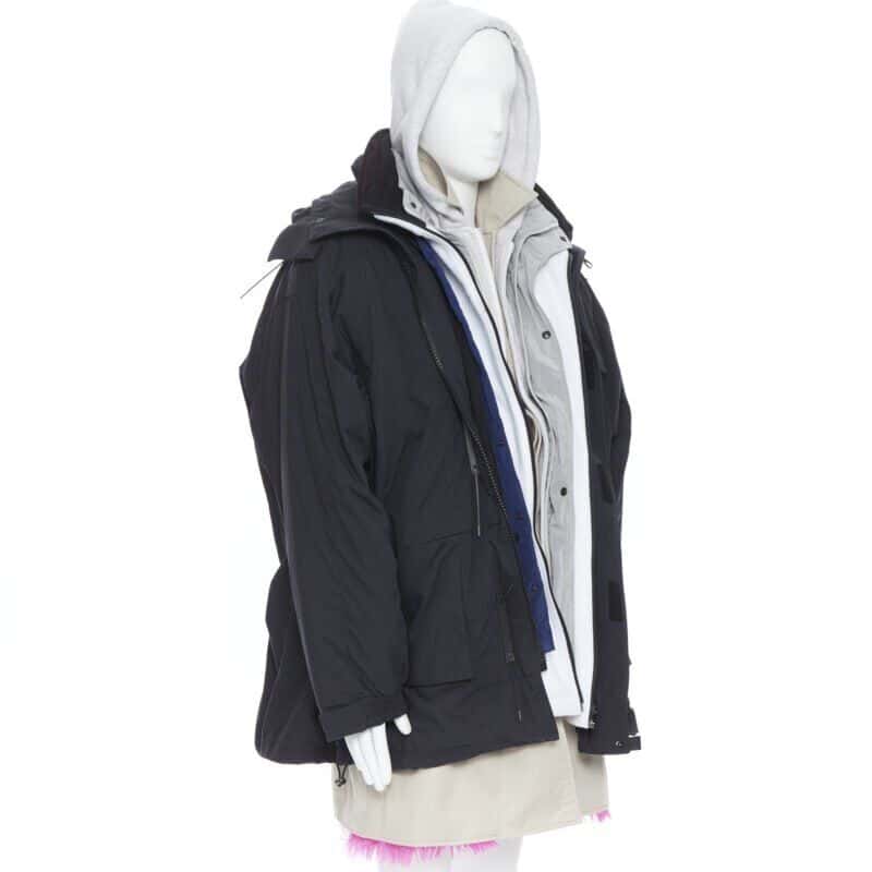 Balenciaga Pink Fur Parka Black Never worn, with tag - Front View