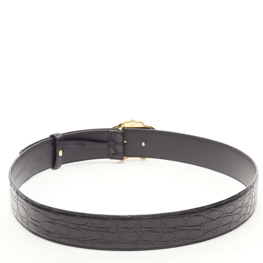 Versace Medusa Coin Black Belt Black Leather Never worn, with tag - Inside View