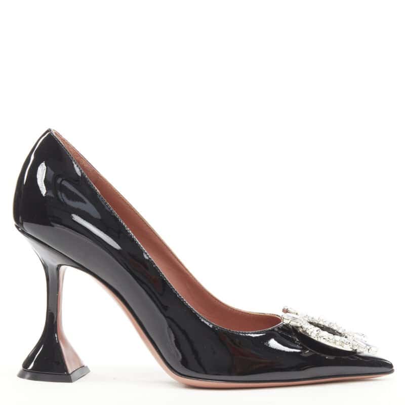 Amina Muaddi Crystal Buckle Pumps Black Very good - Front View