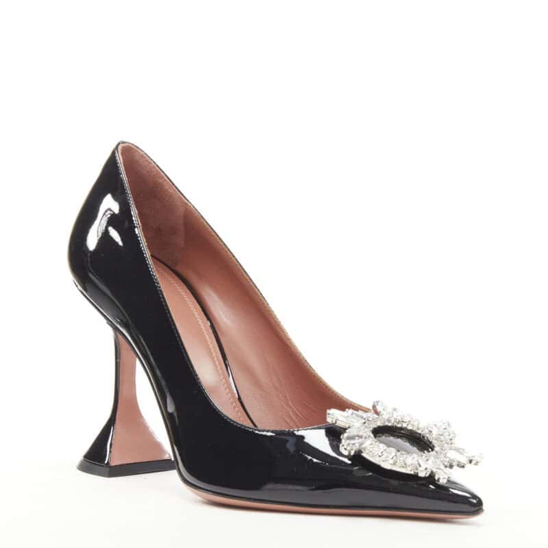 Amina Muaddi Crystal Buckle Pumps Black Very good - Back View