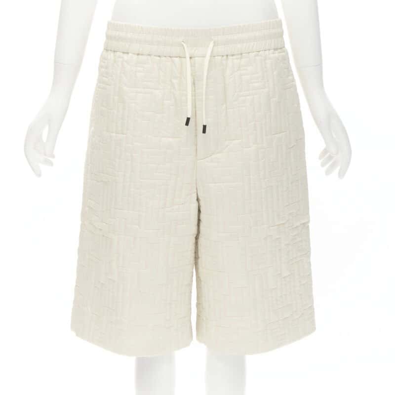 Fendi Zucca Padded Shorts Beige Never worn, with tag - Inside View