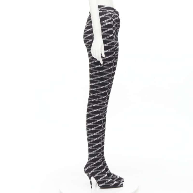 Balenciaga Fabric Drape Leather Boots Black Polyester Never worn - Model View