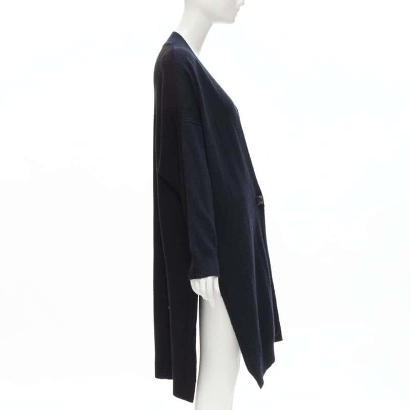 Hermès Leather Button Cardigan Navy Cashmere Never worn - Model View