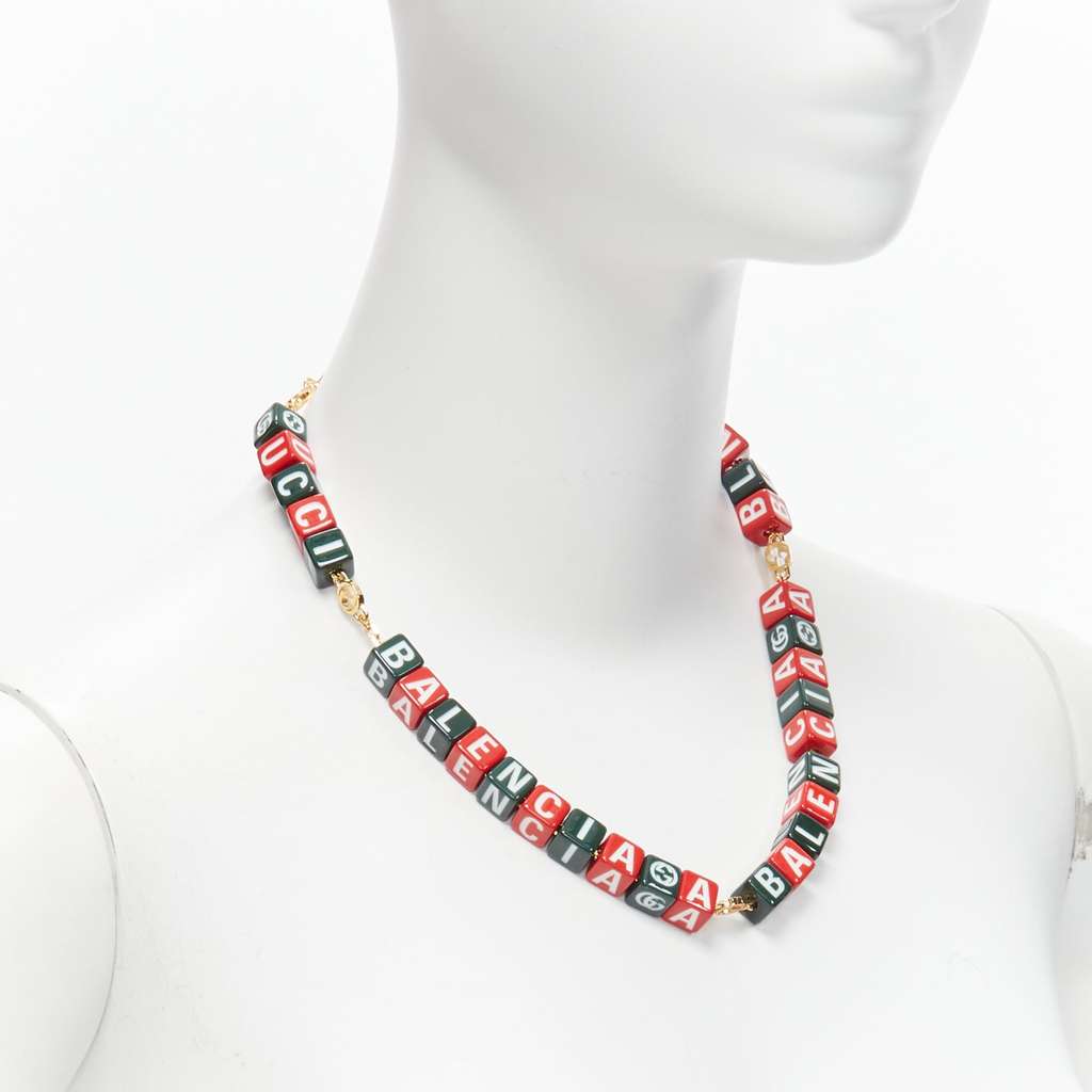 Gucci Hacker Cube Necklace Red Plastic Never worn, with tag - Inside View