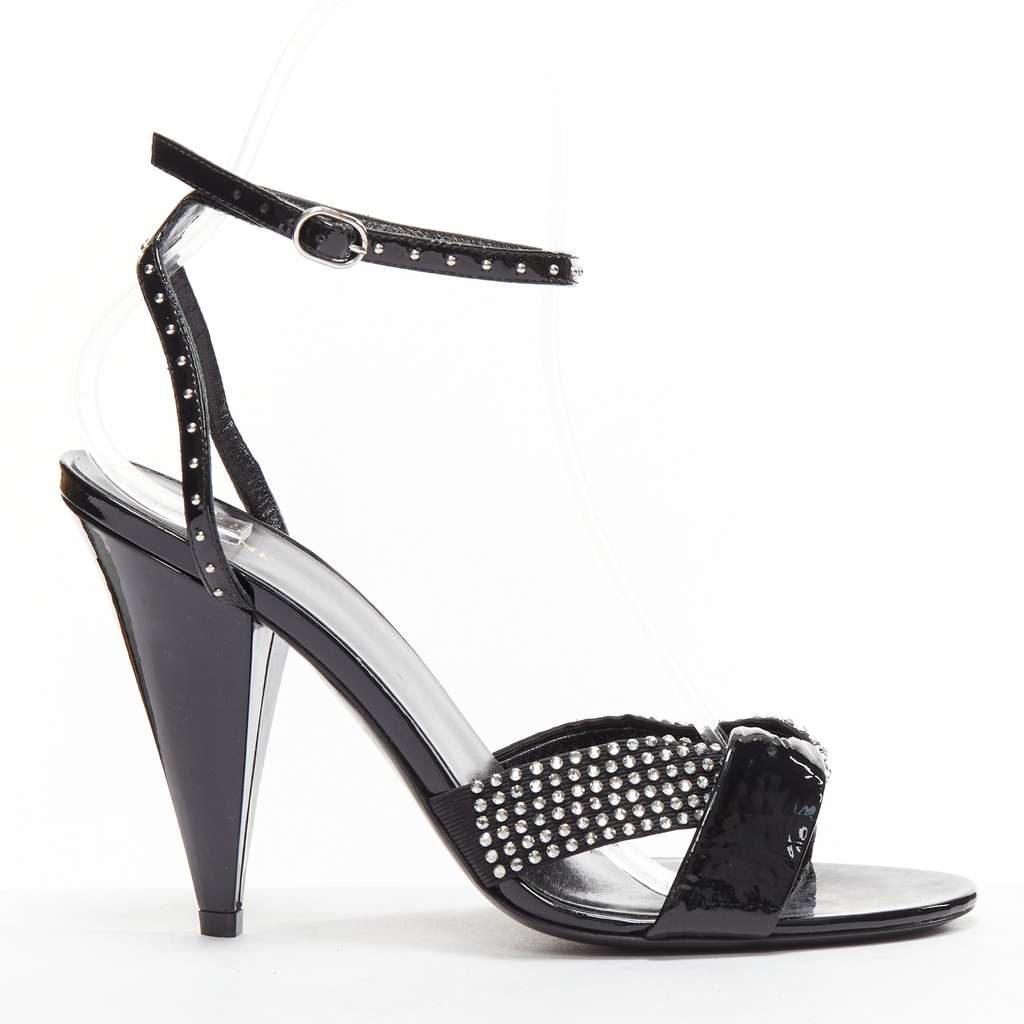 Celine Crystal Sandal Heels Black Leather Very good - Front View