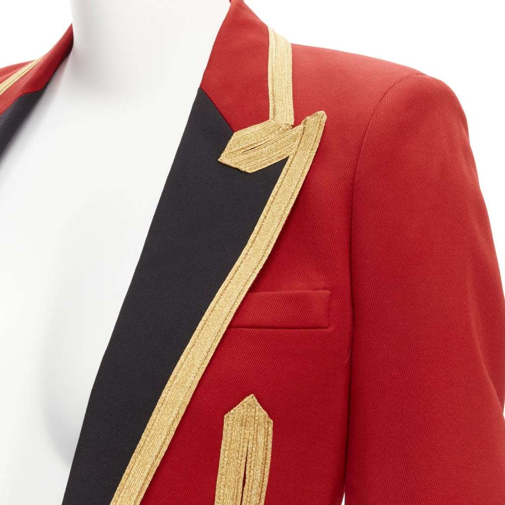 Saint Laurent Red Military Officer Jacket Red Wool Never worn, with tag - Back View