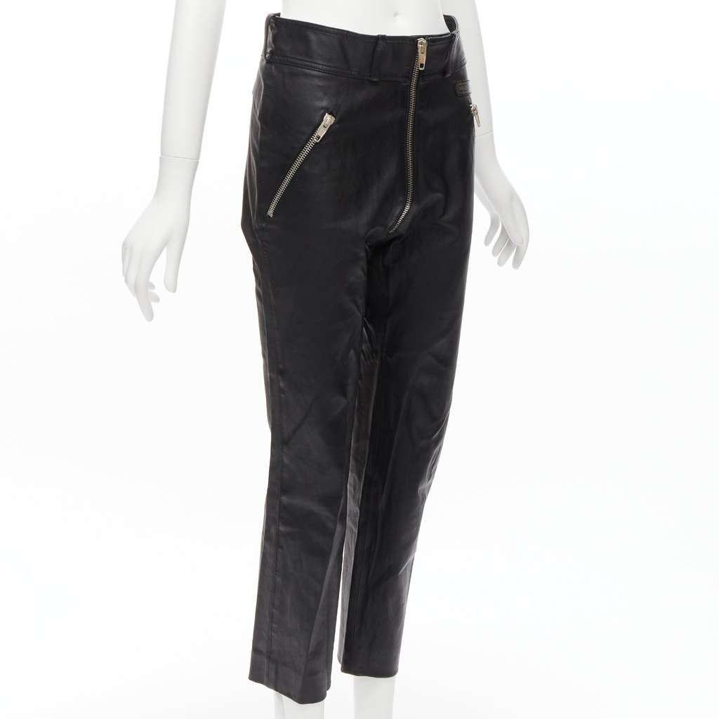 Balenciaga Moto Leather Pants Black Leather Good - Inside View