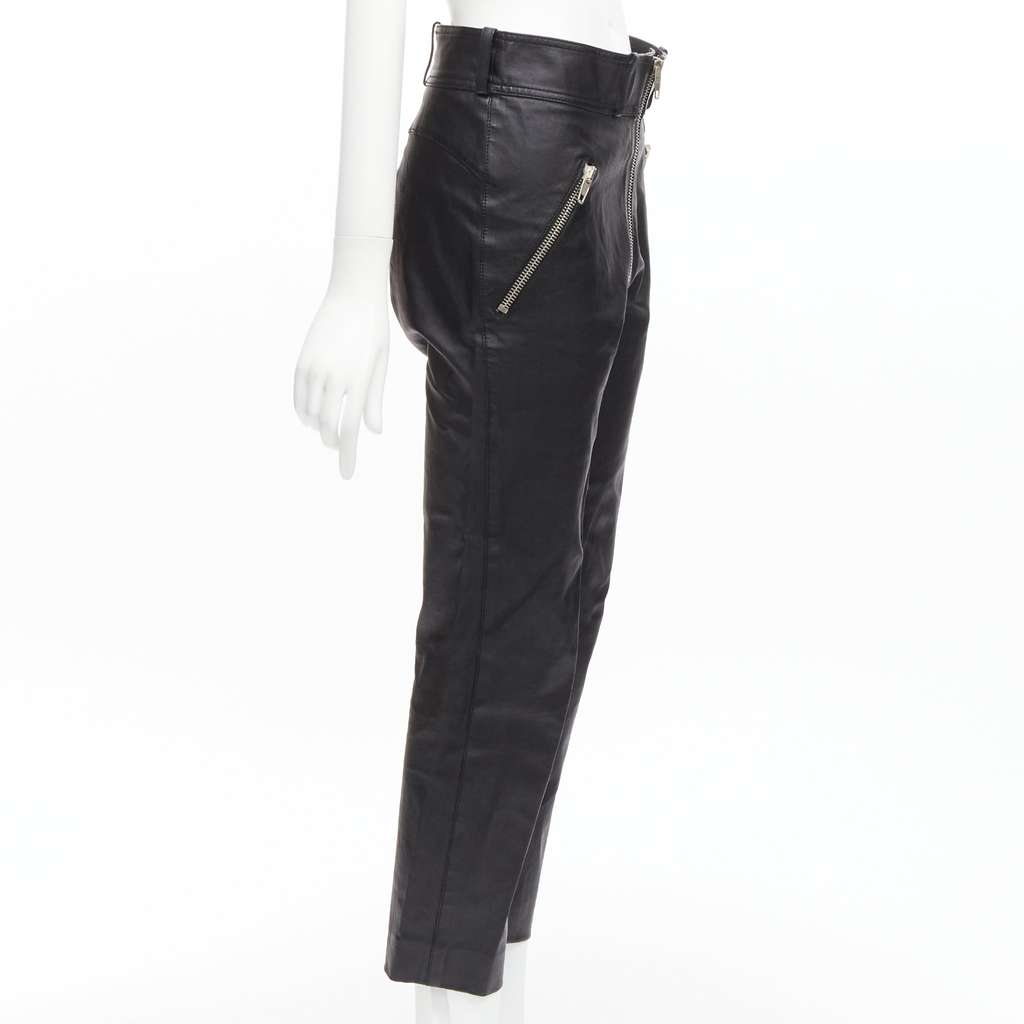 Balenciaga Moto Leather Pants Black Leather Good - Model View