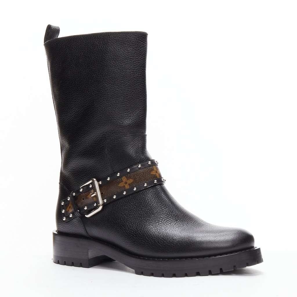Louis Vuitton Pearl Cone Heel Boots Black Leather Very good - Back View