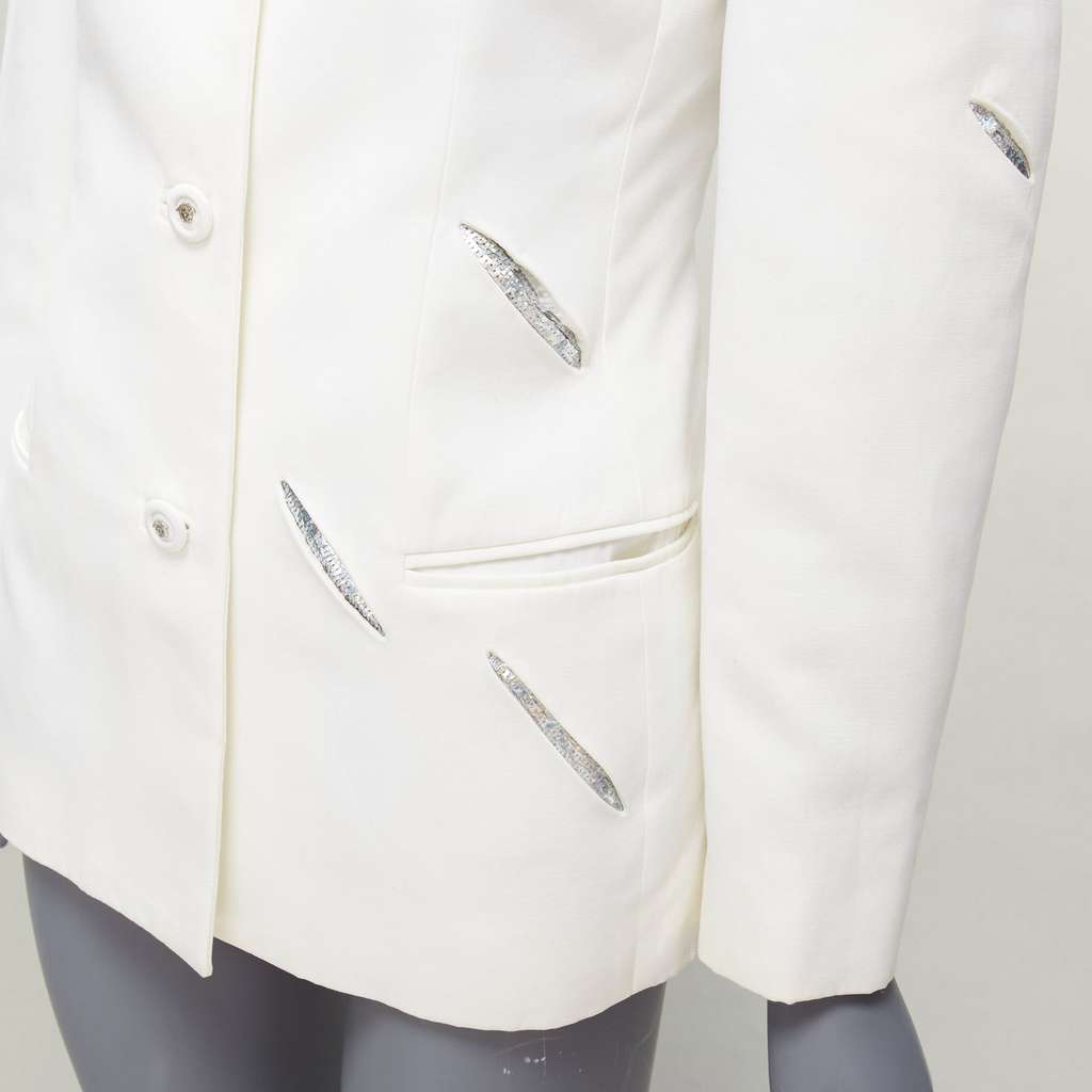 Gianni Versace White Sequins Blazer White Cotton Good - Back View