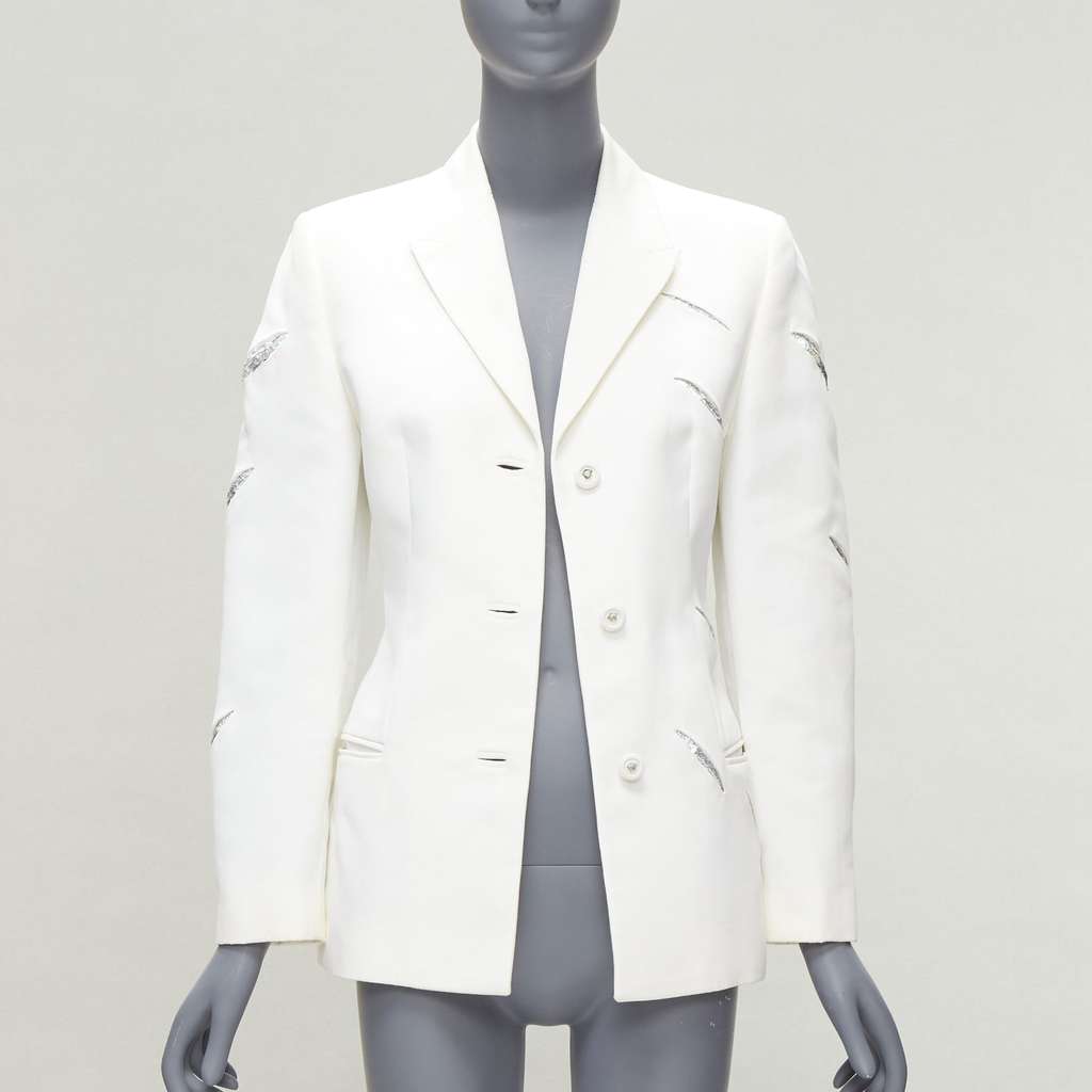 Gianni Versace White Sequins Blazer White Cotton Good - Inside View