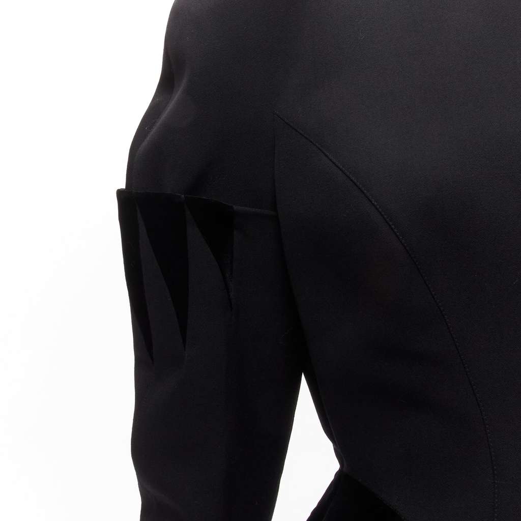 Thierry Mugler Velvet Peplum Jacket Black Wool Never worn - Back View