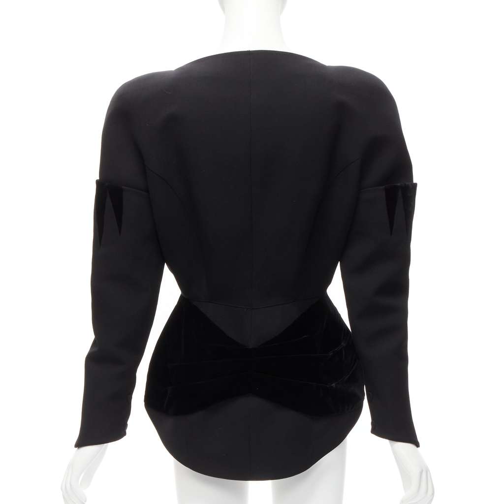 Thierry Mugler Velvet Peplum Jacket Black Wool Never worn - Box View