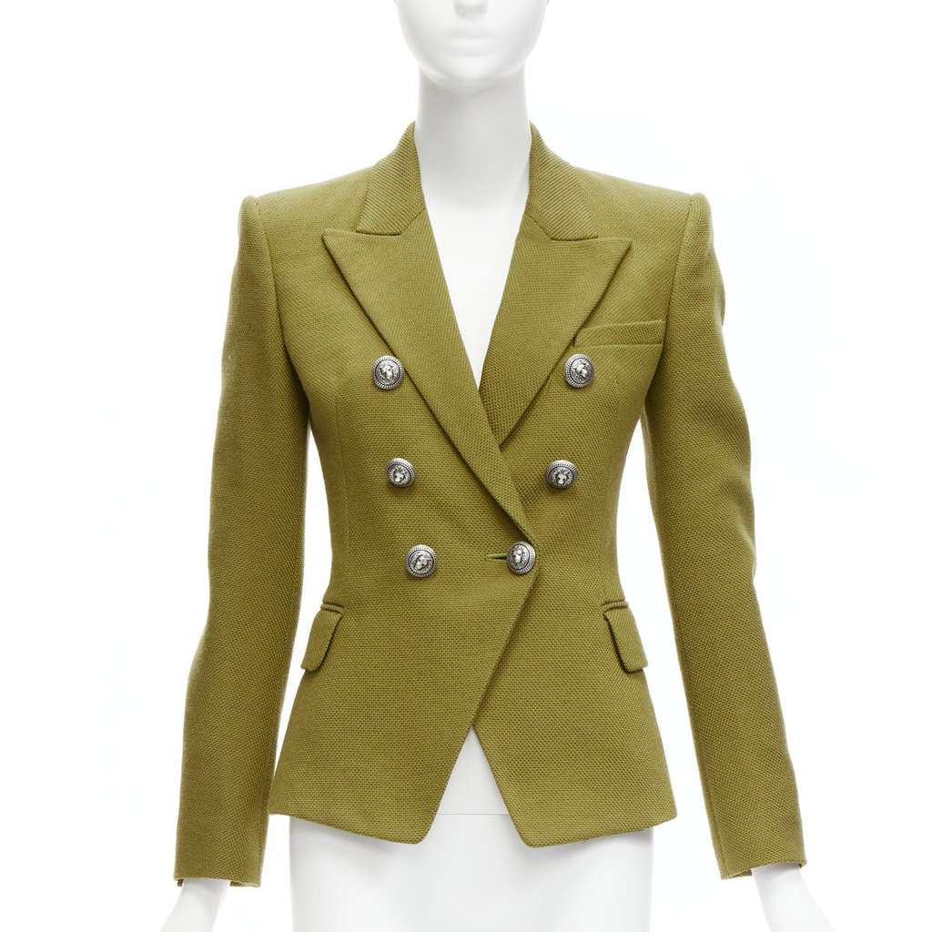 Balmain Double Breasted Blazer Green Polyamide Very good - Front View