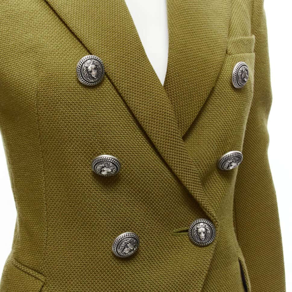 Balmain Double Breasted Blazer Green Polyamide Very good - Back View