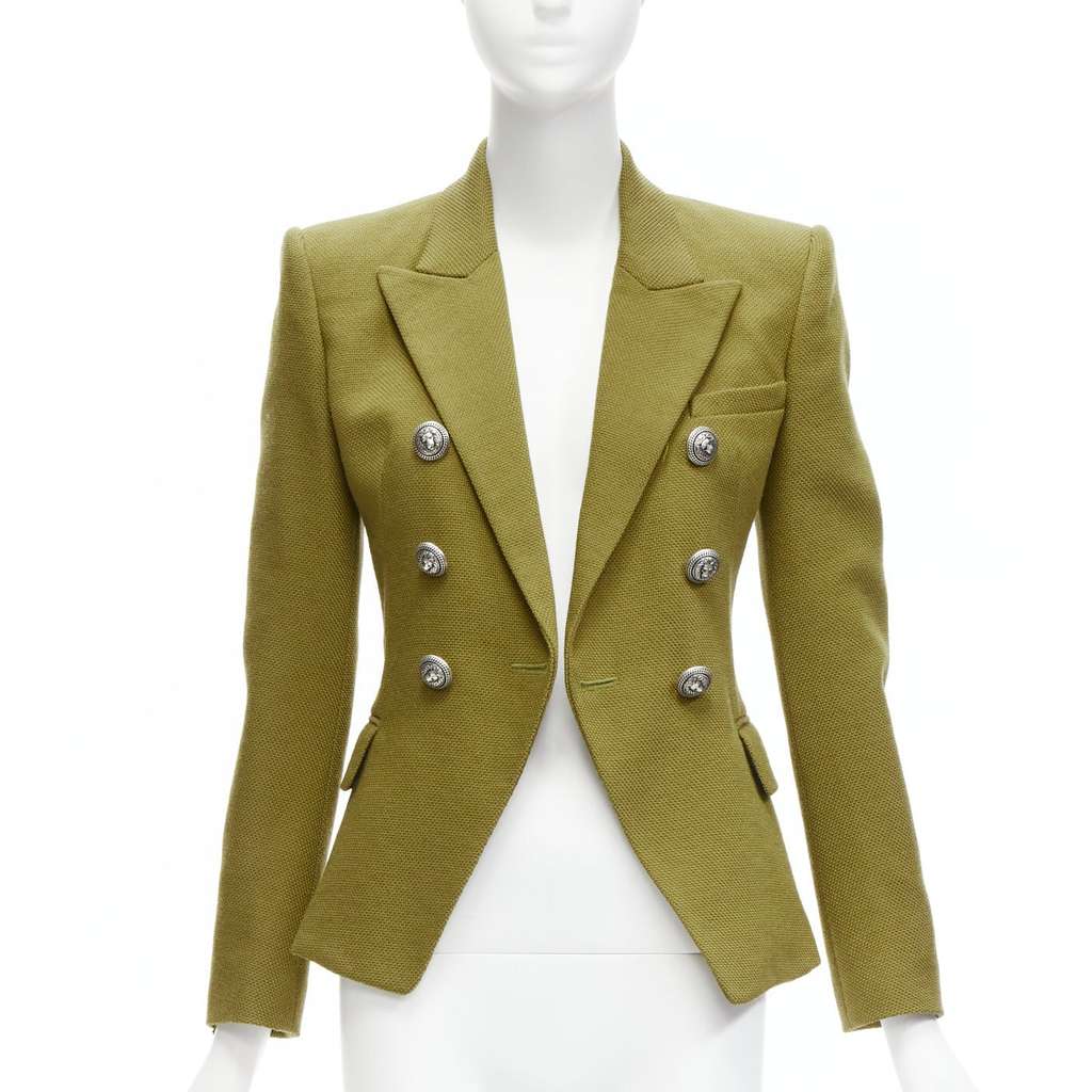 Balmain Double Breasted Blazer Green Polyamide Very good - Inside View