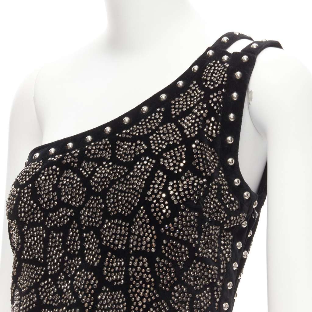 Balmain Studded Velvet Dress Black Cotton Never worn - Back View