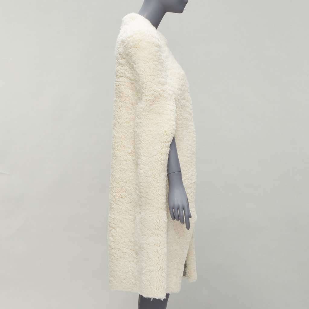 Celine Gold Buckle Shearling Cape Ecru Fur Very good condition - Model View