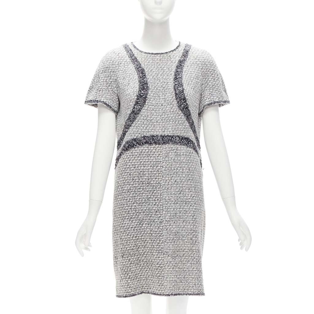 Chanel Panels Tweed Dress Grey Tweed Very good - Front View