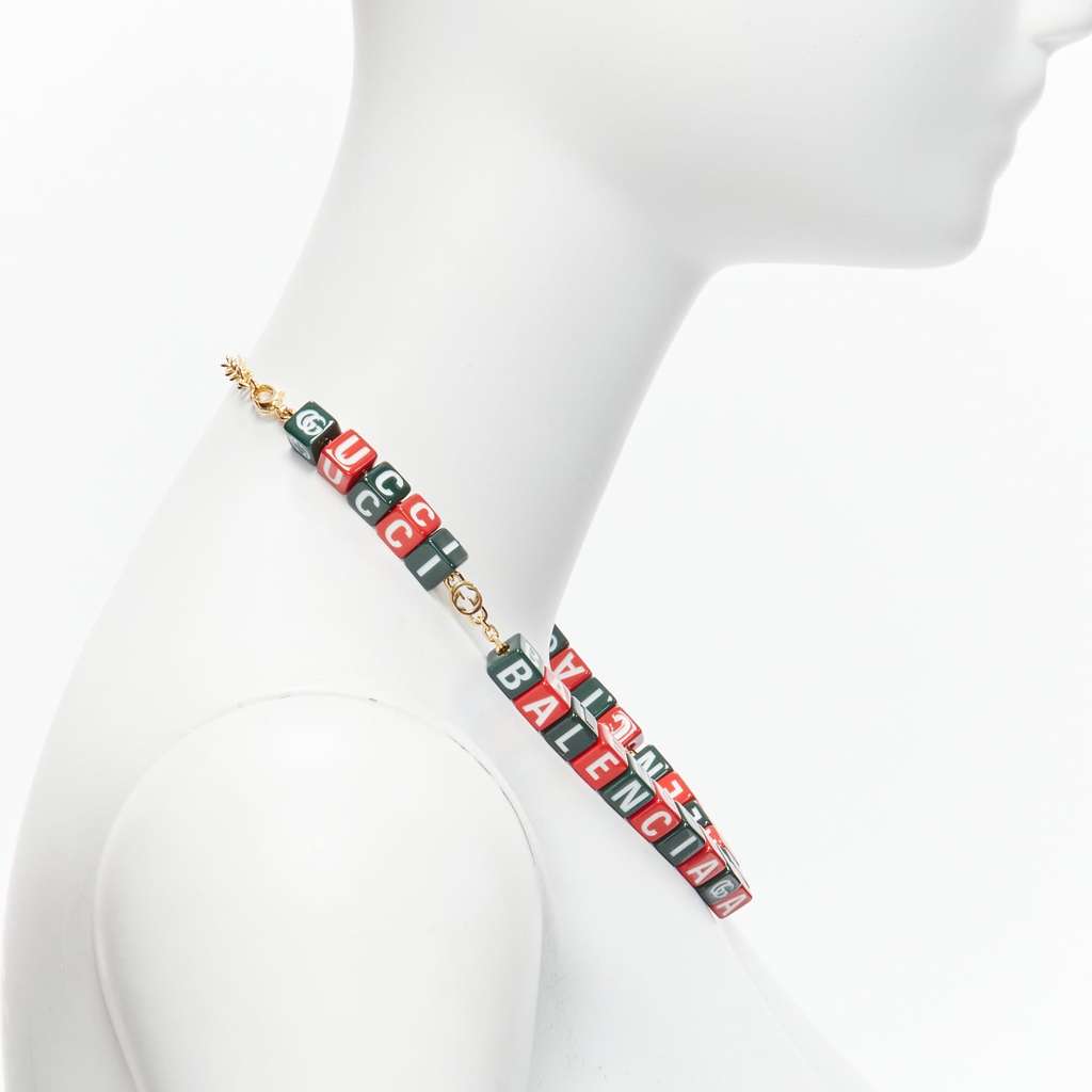 Gucci Hacker Cube Necklace Red Plastic Never worn, with tag - Model View