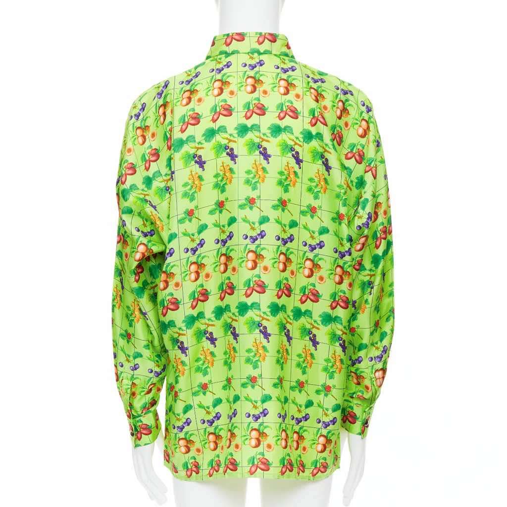 Versace Fruit Silk Shirt Green Silk Never worn - Box View