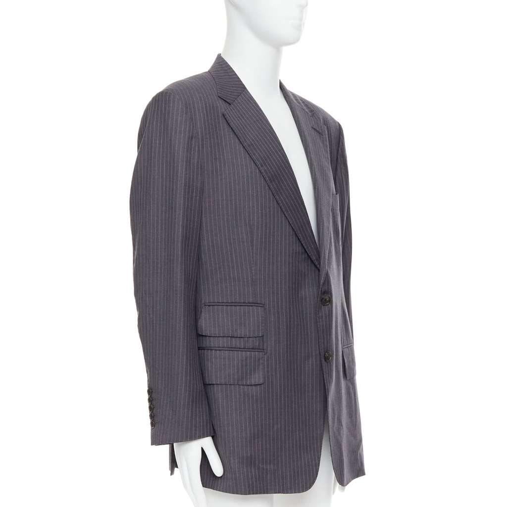 Tom Ford Pinstripe Flap Blazer Grey Wool Never worn - Inside View