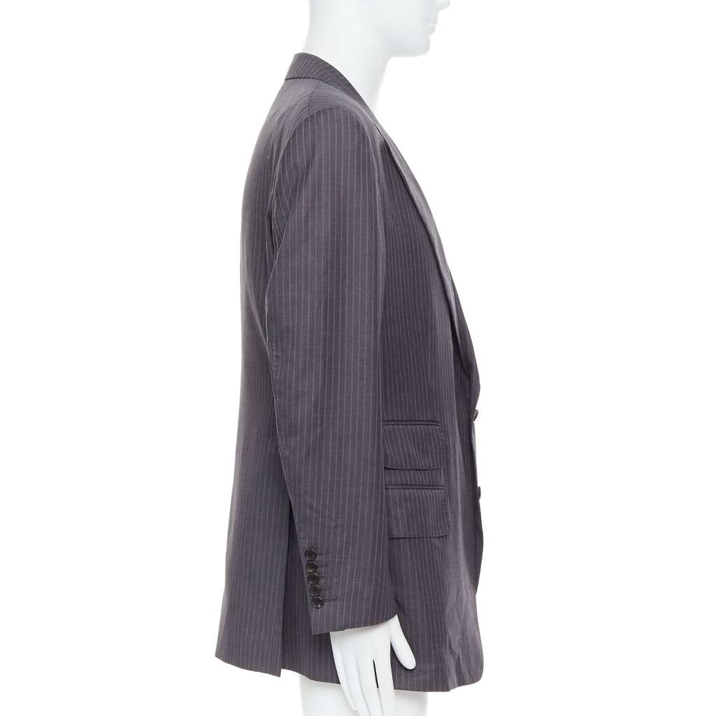 Tom Ford Pinstripe Flap Blazer Grey Wool Never worn - Model View