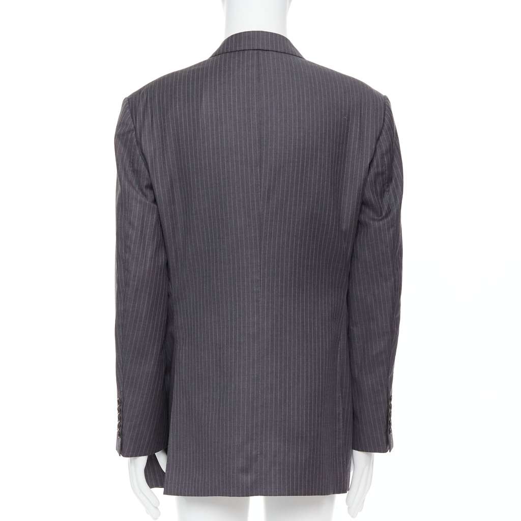 Tom Ford Pinstripe Flap Blazer Grey Wool Never worn - Box View