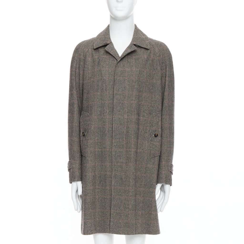 Loro Piana Green Herringbone Coat Beige Cashmere Never worn - Front View