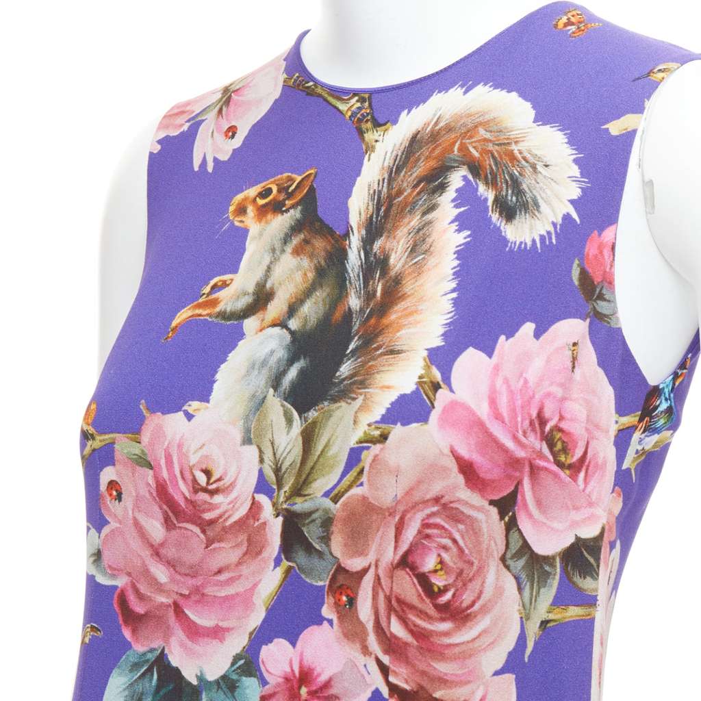Dolce & Gabbana Squirrel Garden Dress Purple Viscose Never worn - Back View