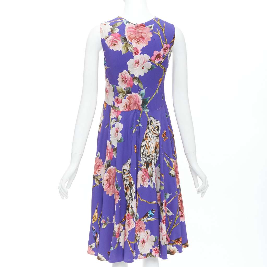 Dolce & Gabbana Squirrel Garden Dress Purple Viscose Never worn - Box View