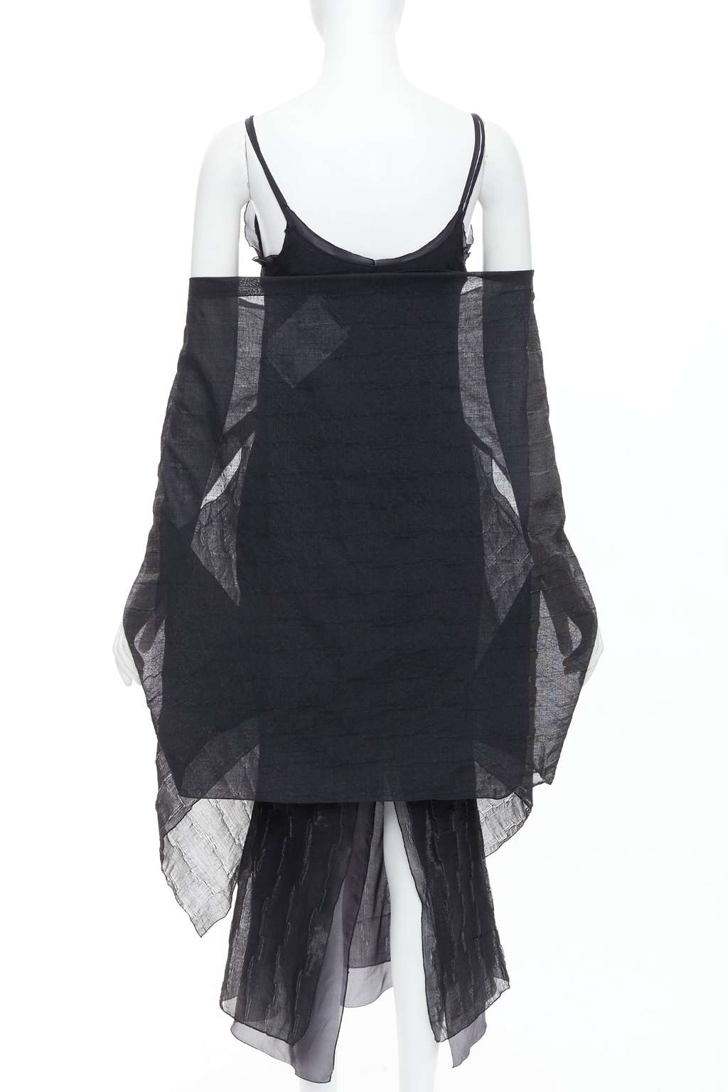 Romeo Gigli Crinkled Dress Shawl Black Wool Never worn - Box View