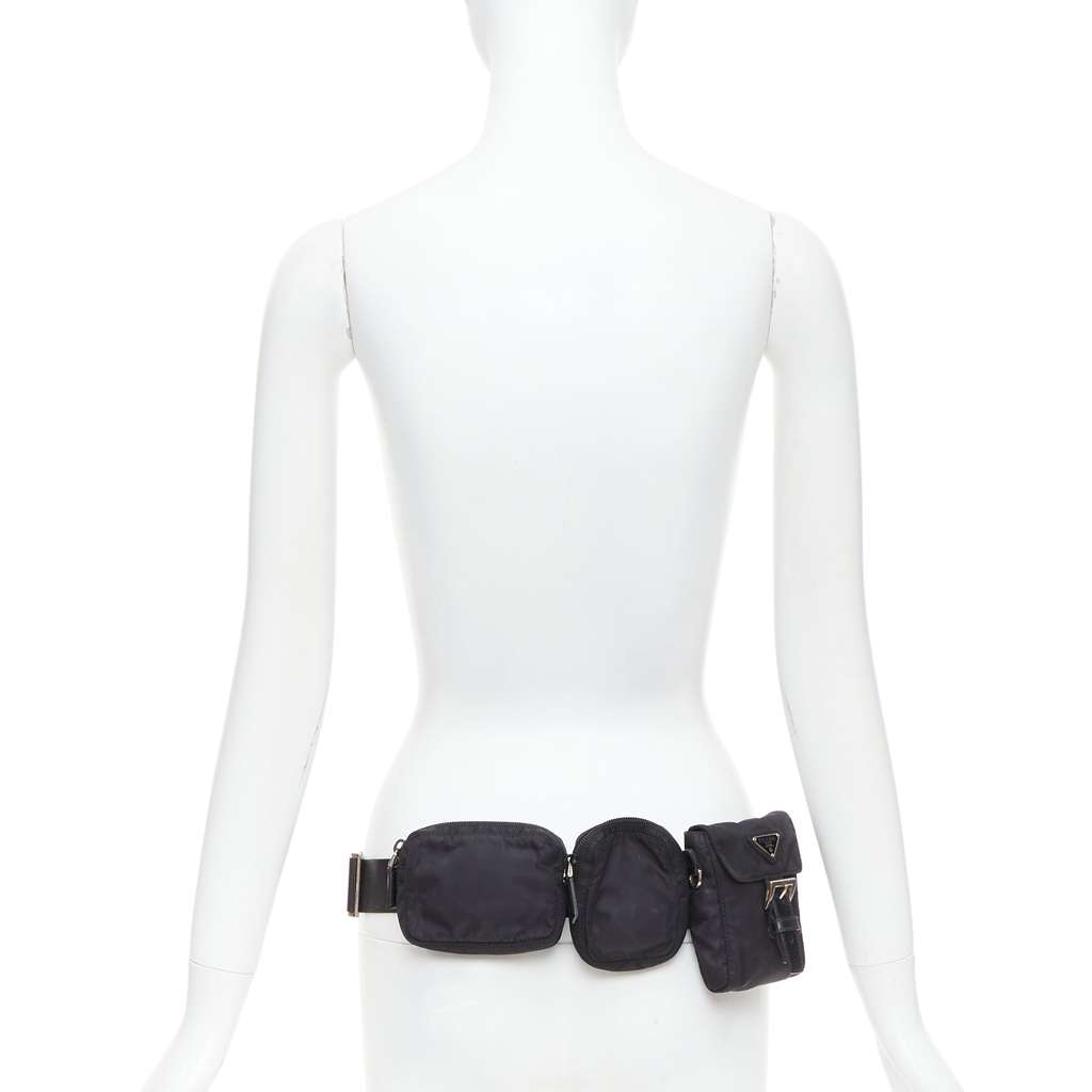 Prada Nylon Triple Waist Bag Black Good - Back View