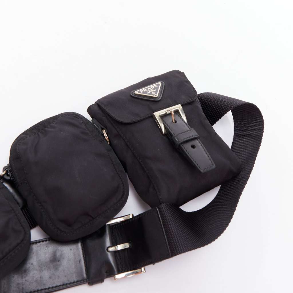 Prada Nylon Triple Waist Bag Black Good - Box View