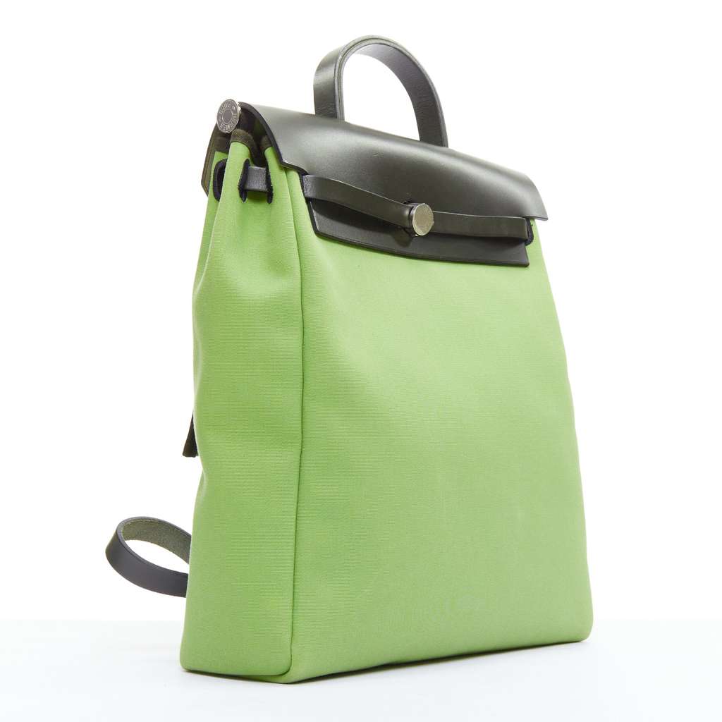 Hermès Herbag A Dos Green Leather Good condition - Inside View