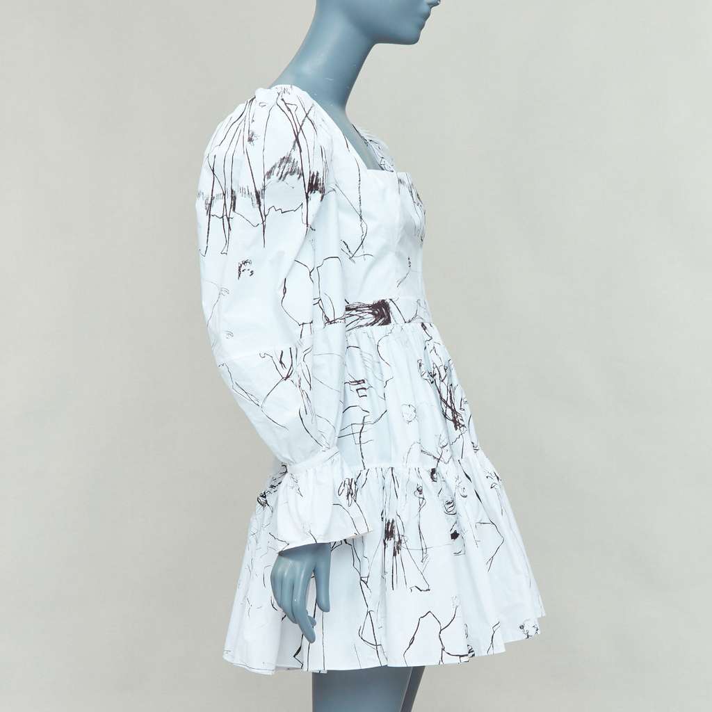 Alexander McQueen Sketch Puff Dress White Cotton Never worn - Model View