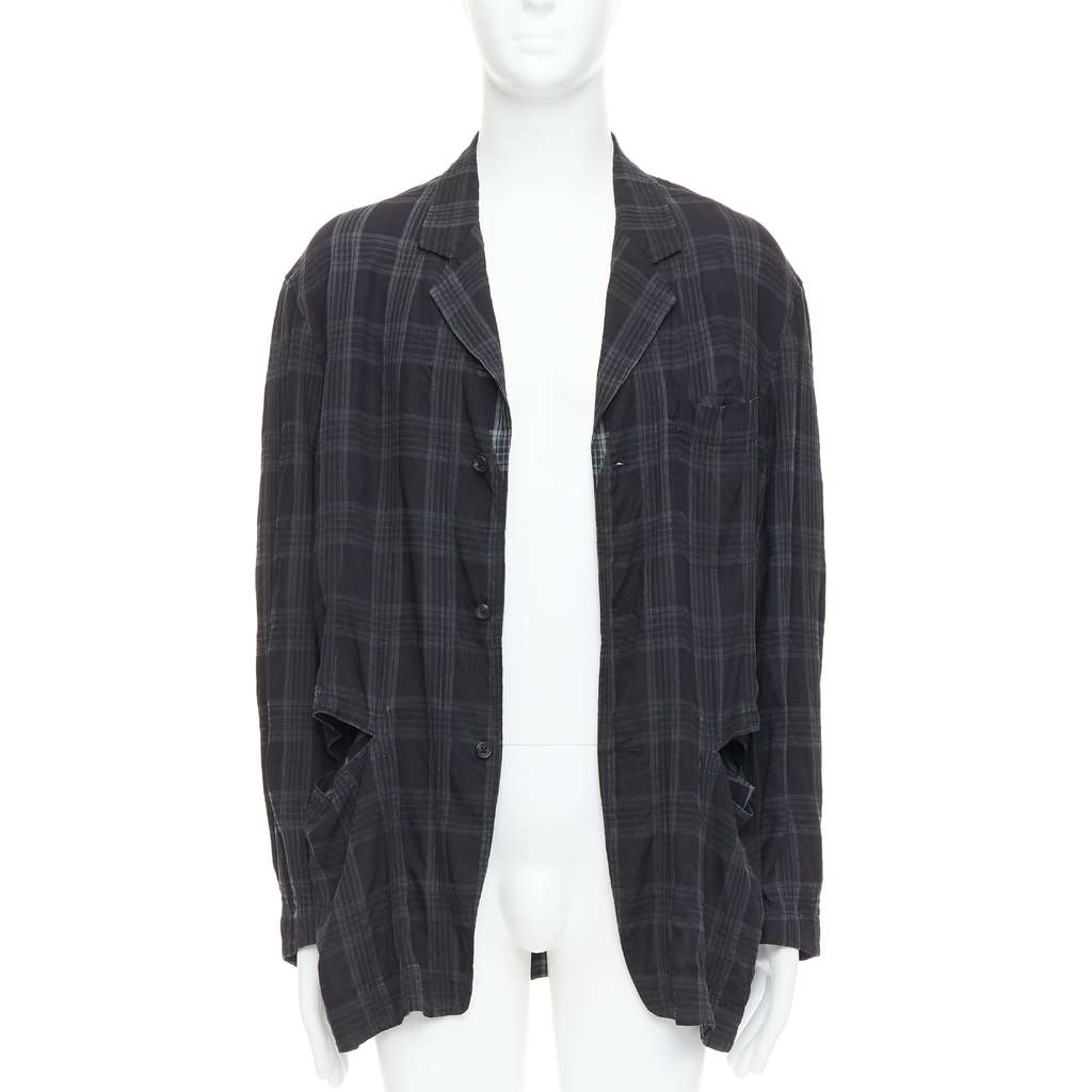 Yohji Yamamoto Grey Slashed Blazer Grey Never worn - Model View