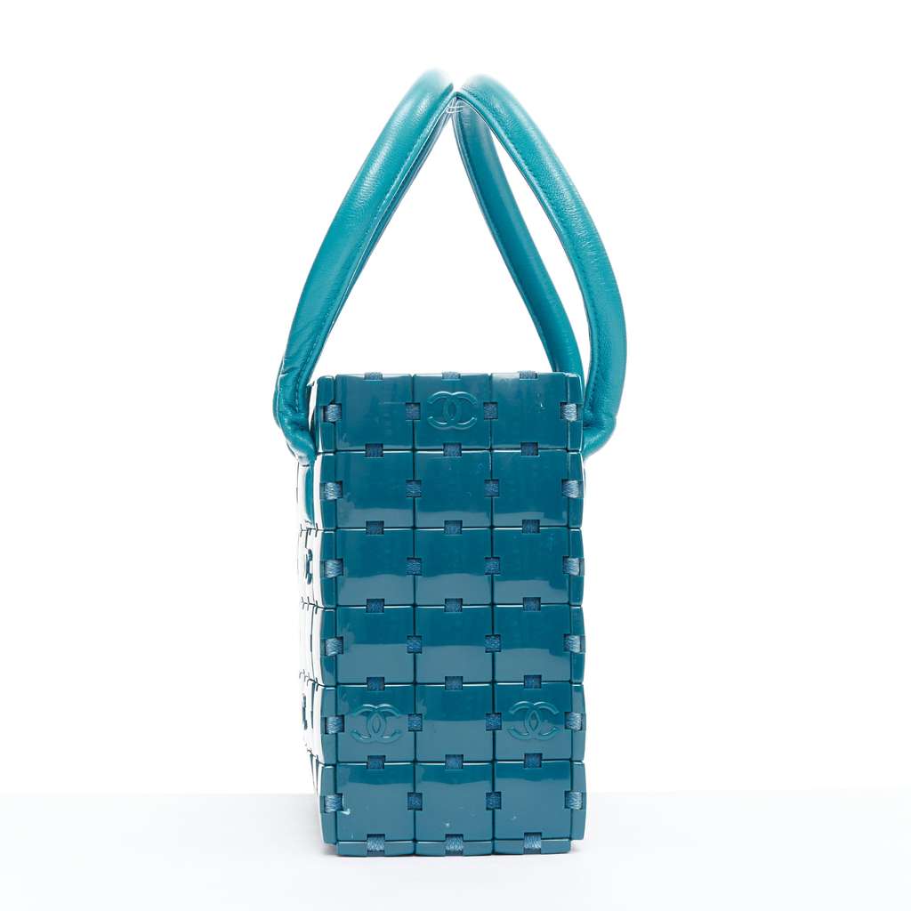 Chanel Puzzle Stitch Tote Blue Leather Good - Model View