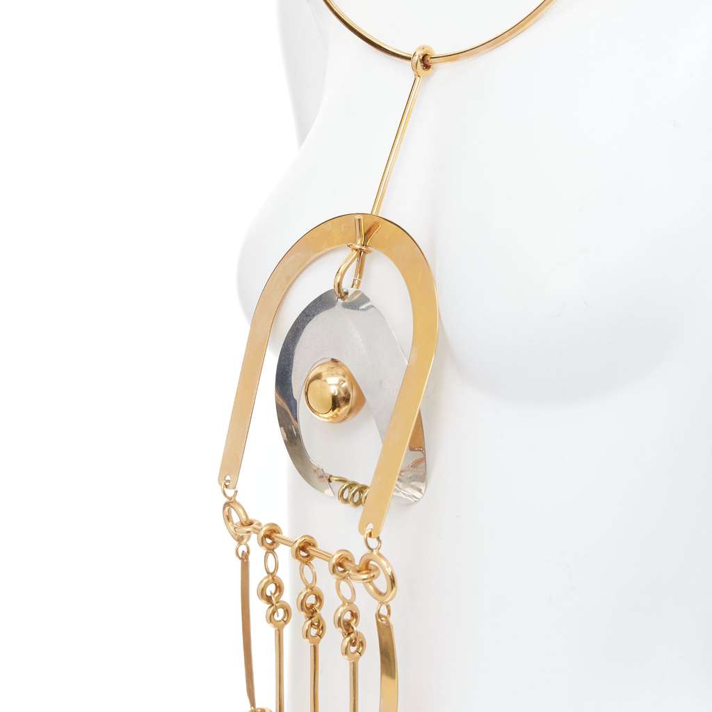 Maison Martin Margiela Tribal Collar Necklace Gold Metal Very good condition - Back View