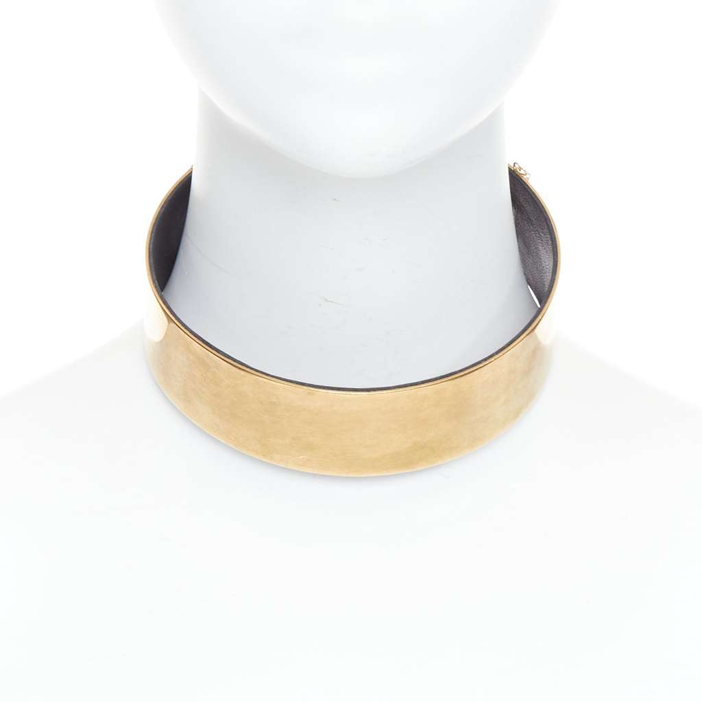 Celine Minimal Choker Necklace Gold Metal Good - Front View
