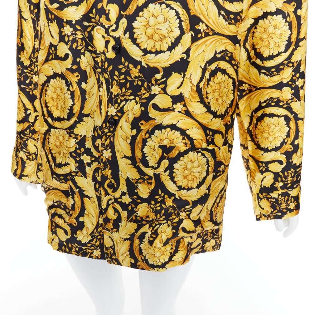 Versace Baroque Pajama Shirt Black Silk Never worn, with tag - Back View