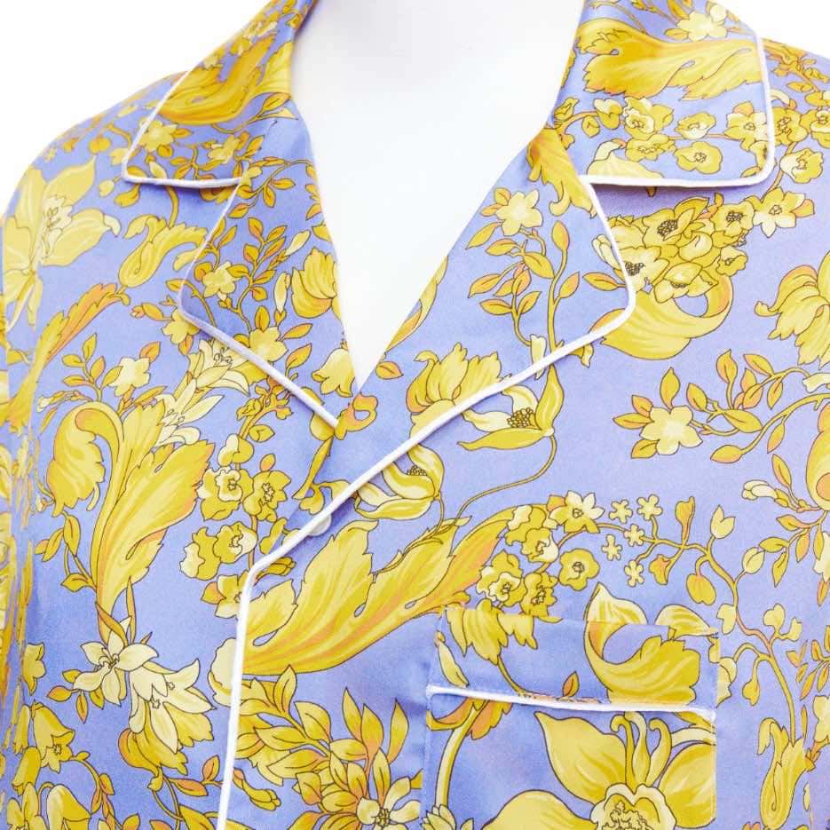 Versace Baroque Pajama Shirt Purple Silk Never worn, with tag - Back View