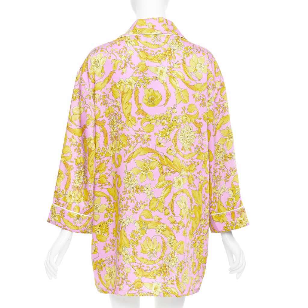 Versace Baroque Pajama Shirt Pink Silk Never worn, with tag - Box View