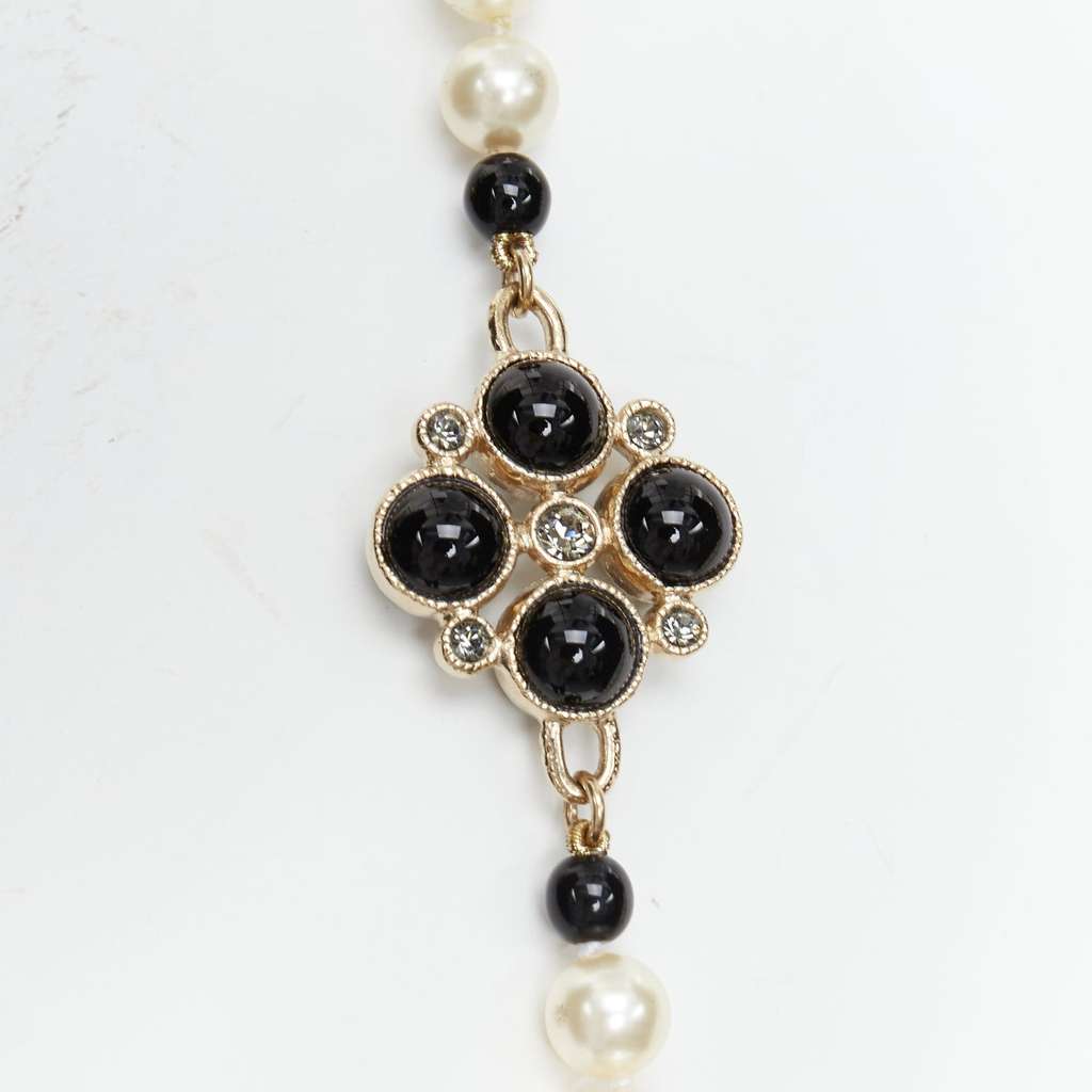 Chanel Camelia Pearl Necklace Black Pearl Good - Back View