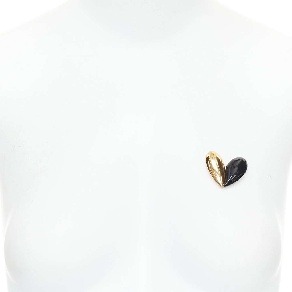 Louis Vuitton Split Heart Pin Gold Metal Very good condition - Back View