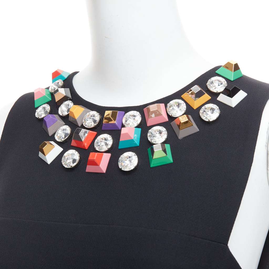 Fendi Studded Pocket Dress Black Wool Very good - Back View