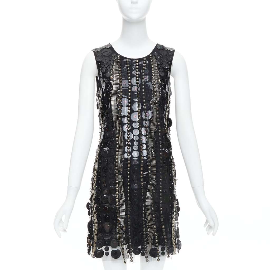 Collette Dinnigan Jewelled Party Dress Black Good - Front View