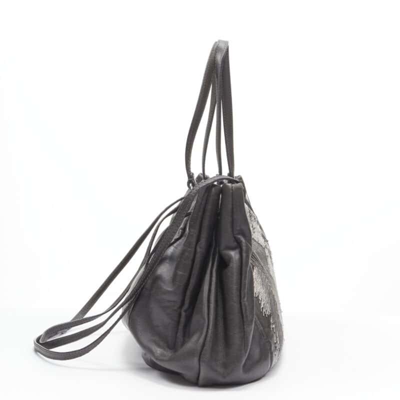 Valentino Garavani Bead Large Tote Bag Grey Leather Very good condition - Model View