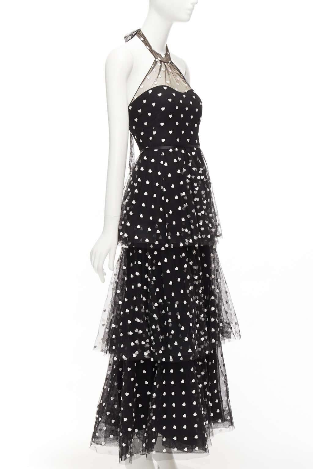 Marchesa Heart Tiered Gown Black Polyester Never worn - Inside View